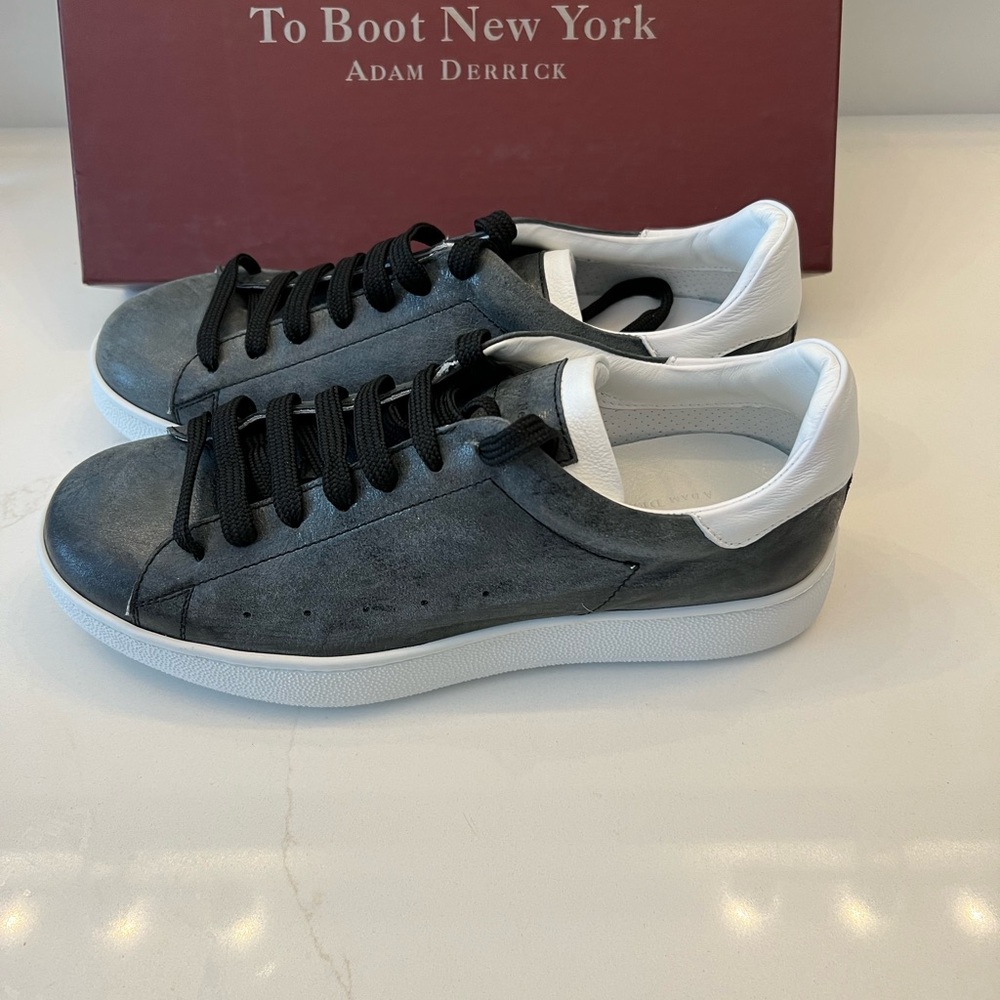To Boot New York Aurora Leather Sneakers Black White Men’s Size 9 New w/ Box